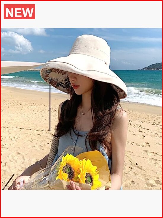 Wide Brim Sun Hat Wired Edge Reversible Bucket Fishing Travel UV Protection main image 5